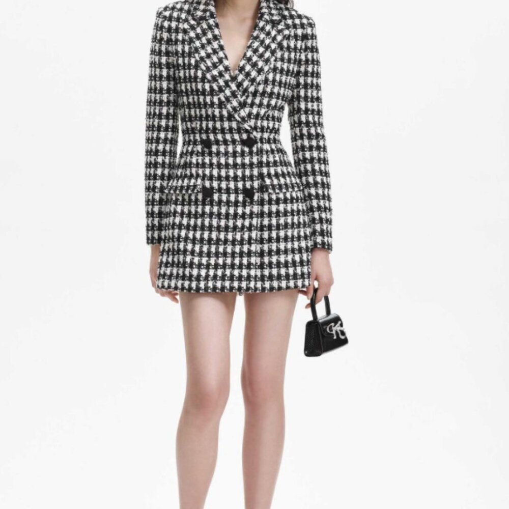 The Self-Portrait tailored blazer mini dress black and white Size 4